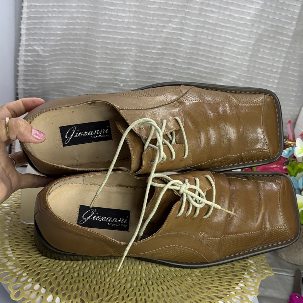 (R2) Giovanni Vintage,Y2K,brown leather square toe shoes, size 13, made in Italy - Picture 10 of 15